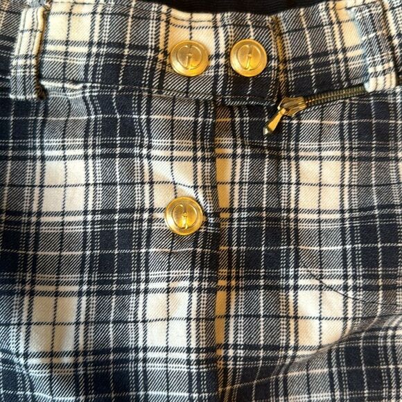 Vtg Gucci 90s runway plaid jodhpurs recycled into a snap button skirt size 30 - Picture 11 of 16